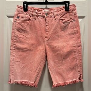 Kancan Coral Corealla High Rise Bermuda Shorts Frayed Hem And Cut Seam Size 9/28